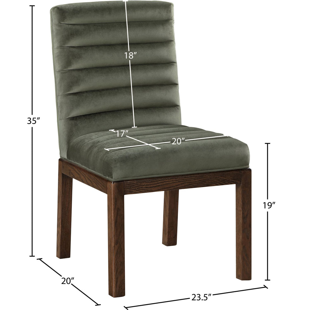 Evelyn Velvet Upholstered Dining Chair — Green / Stained Walnut