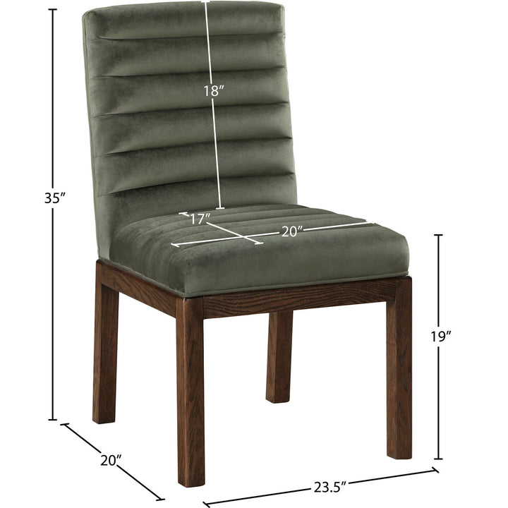 Evelyn Velvet Upholstered Dining Chair — Green / Stained Walnut