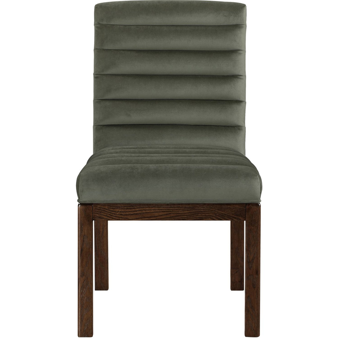 Evelyn Velvet Upholstered Dining Chair — Green / Stained Walnut