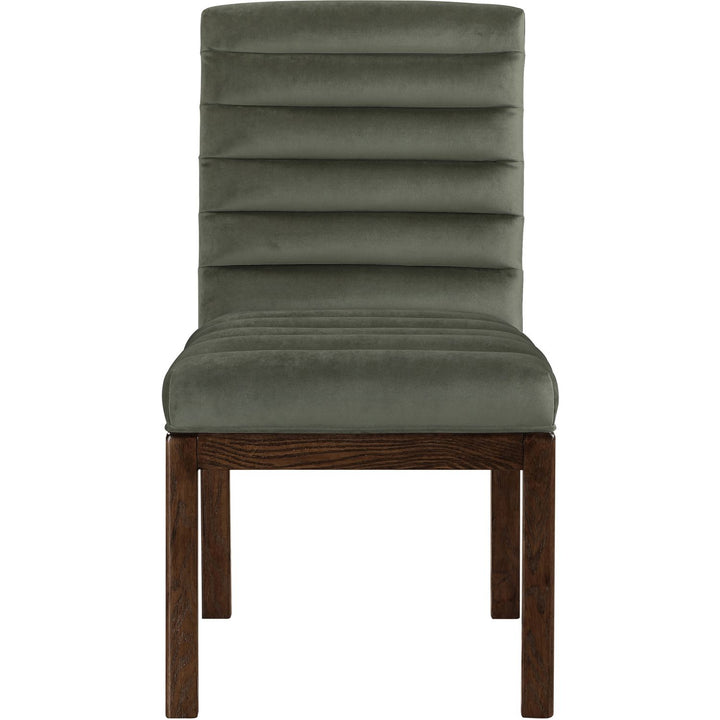 Evelyn Velvet Upholstered Dining Chair — Green / Stained Walnut