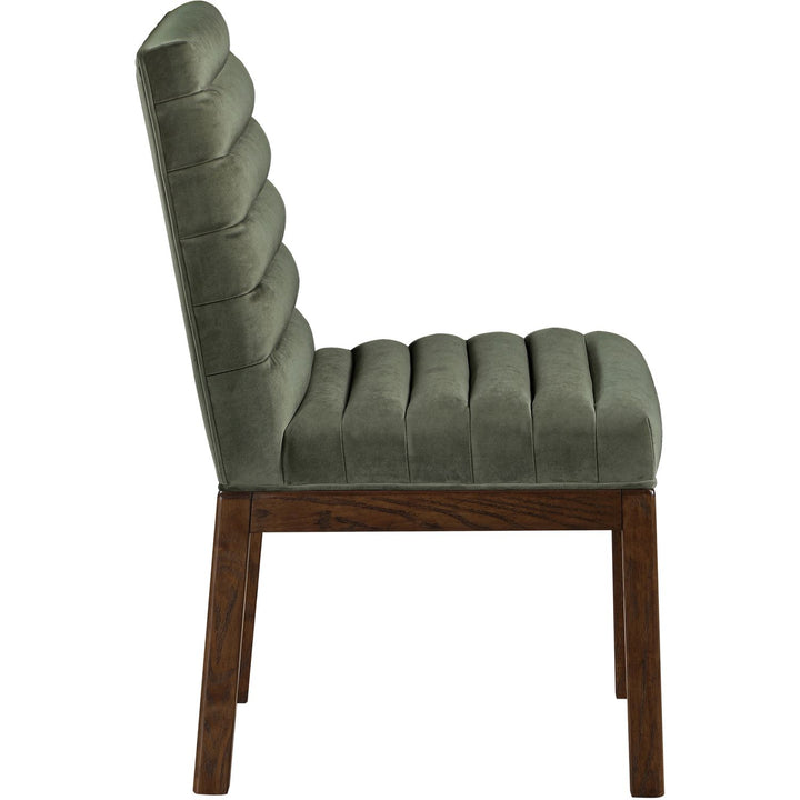 Evelyn Velvet Upholstered Dining Chair — Green / Stained Walnut