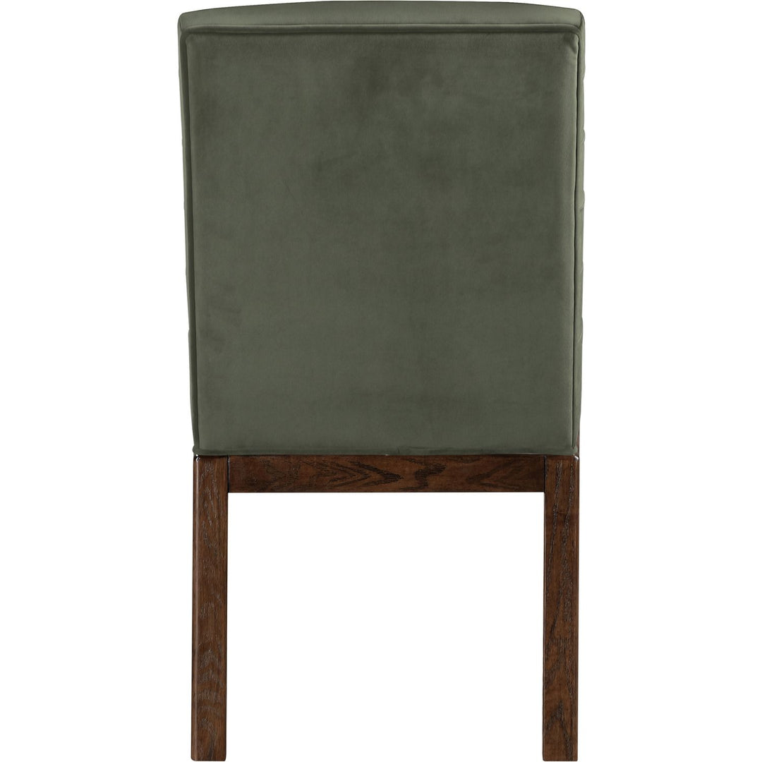 Evelyn Velvet Upholstered Dining Chair — Green / Stained Walnut
