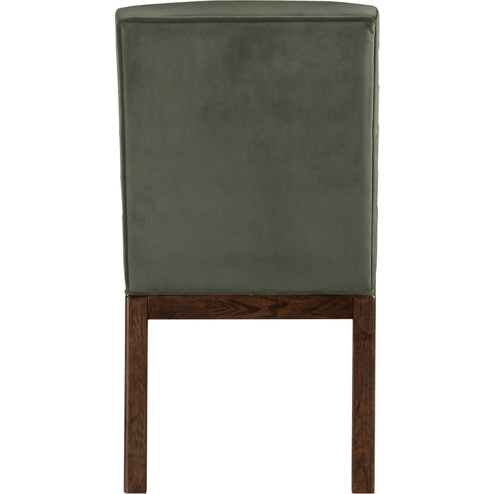 Evelyn Velvet Upholstered Dining Chair — Green / Stained Walnut