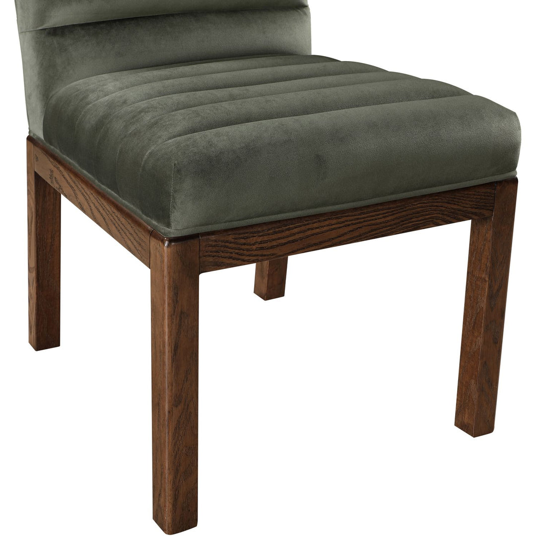 Evelyn Velvet Upholstered Dining Chair — Green / Stained Walnut