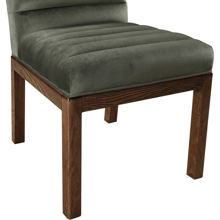 Evelyn Velvet Upholstered Dining Chair — Green / Stained Walnut
