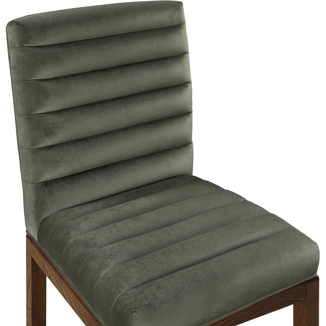 Evelyn Velvet Upholstered Dining Chair — Green / Stained Walnut