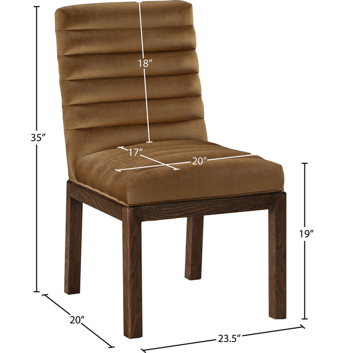 Evelyn Velvet Upholstered Dining Chair — Saddle / Stained Walnut