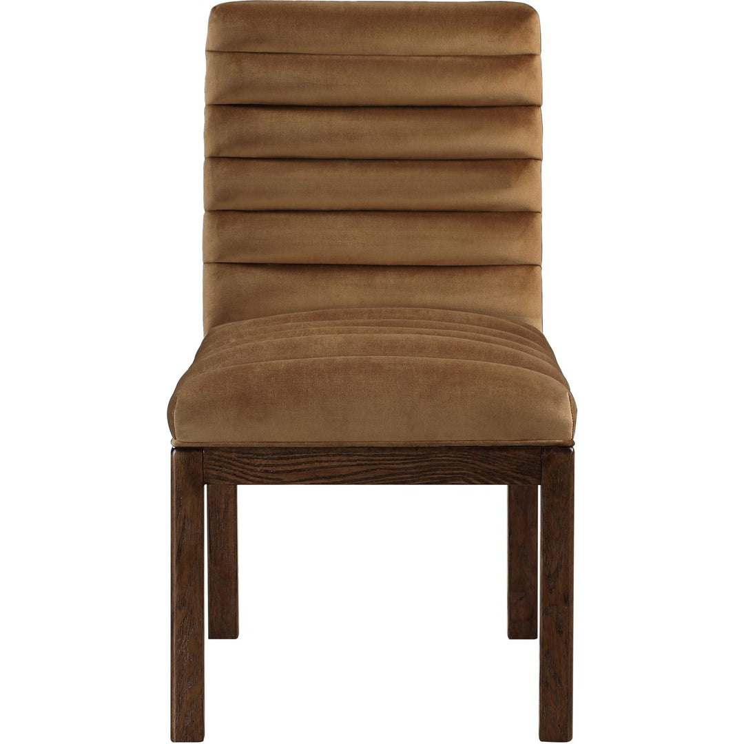 Evelyn Velvet Upholstered Dining Chair — Saddle / Stained Walnut