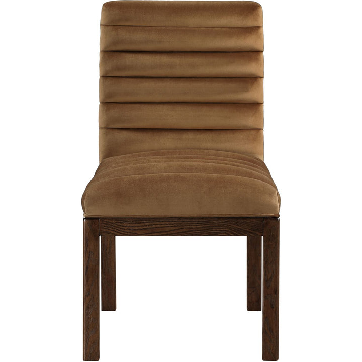 Evelyn Velvet Upholstered Dining Chair — Saddle / Stained Walnut