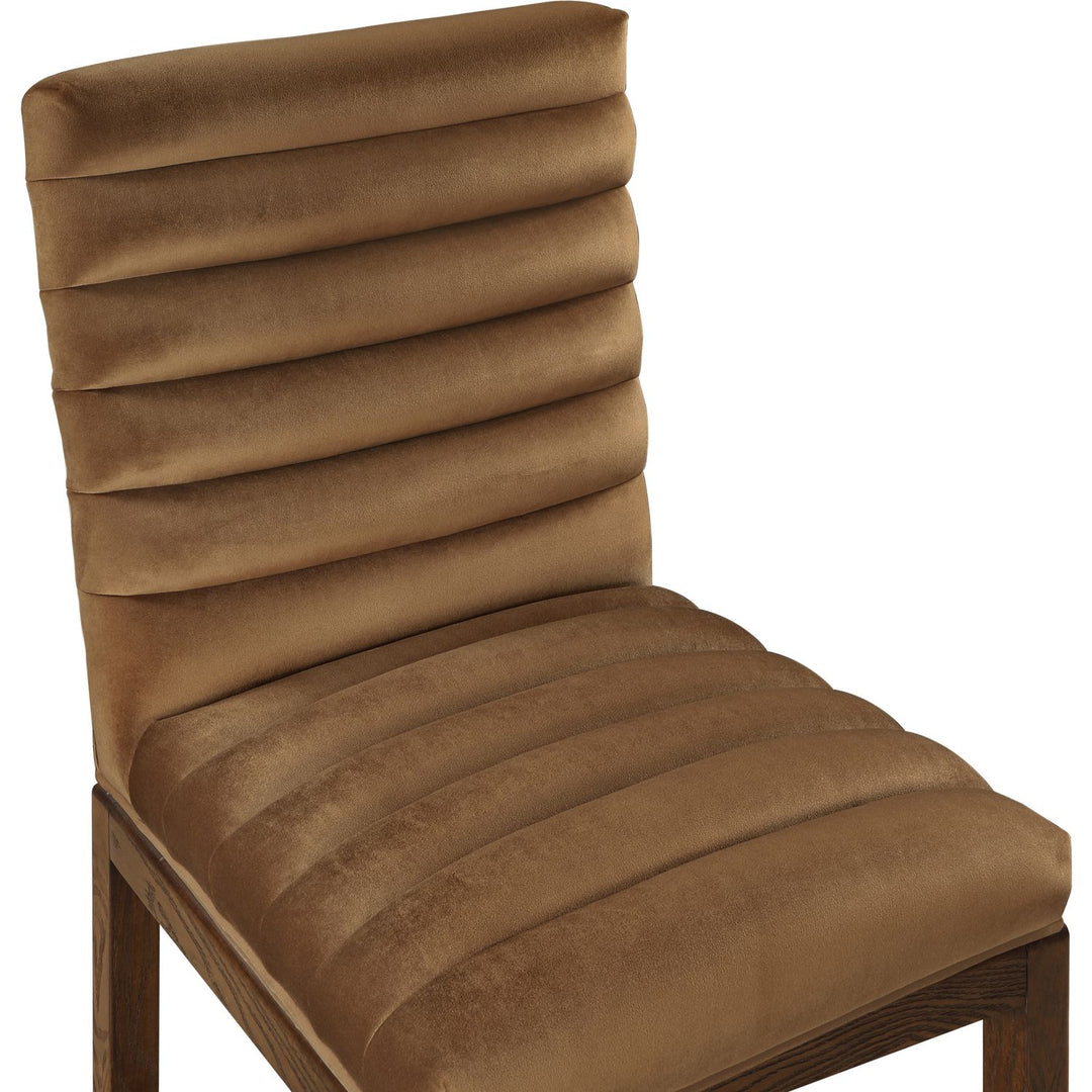 Evelyn Velvet Upholstered Dining Chair — Saddle / Stained Walnut