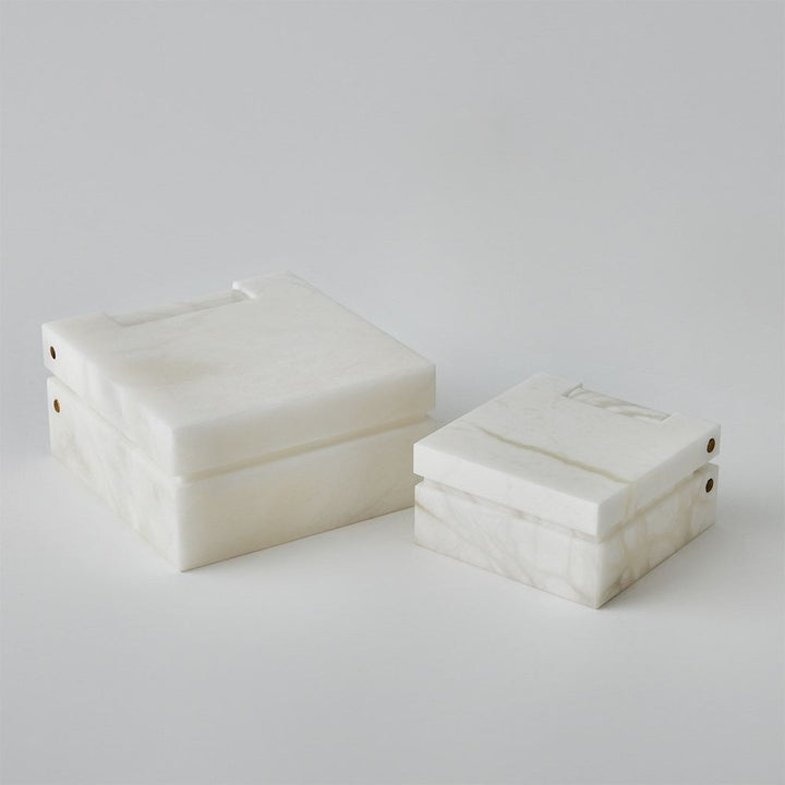 Boxes Hinged Alabaster Box-White-Lg