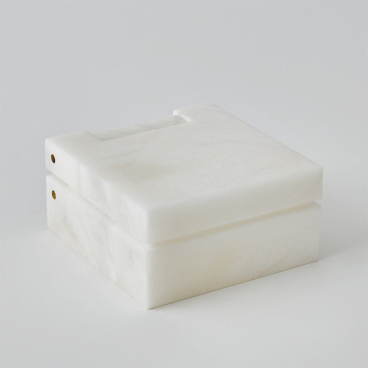 Hinged Alabaster Box-White-Sm