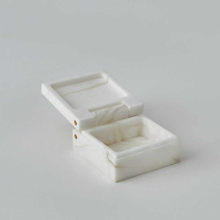 Boxes Hinged Alabaster Box-White-Lg