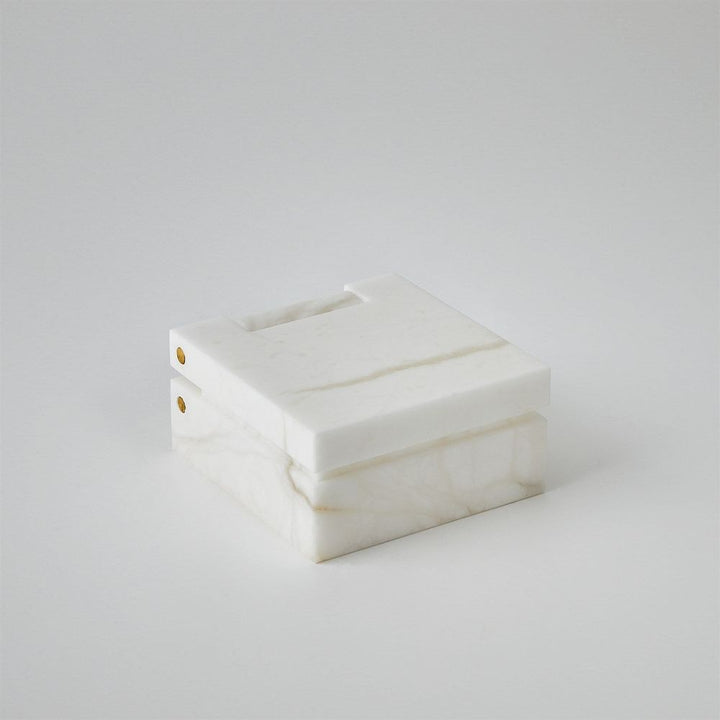 Hinged Alabaster Box-White-Lg
