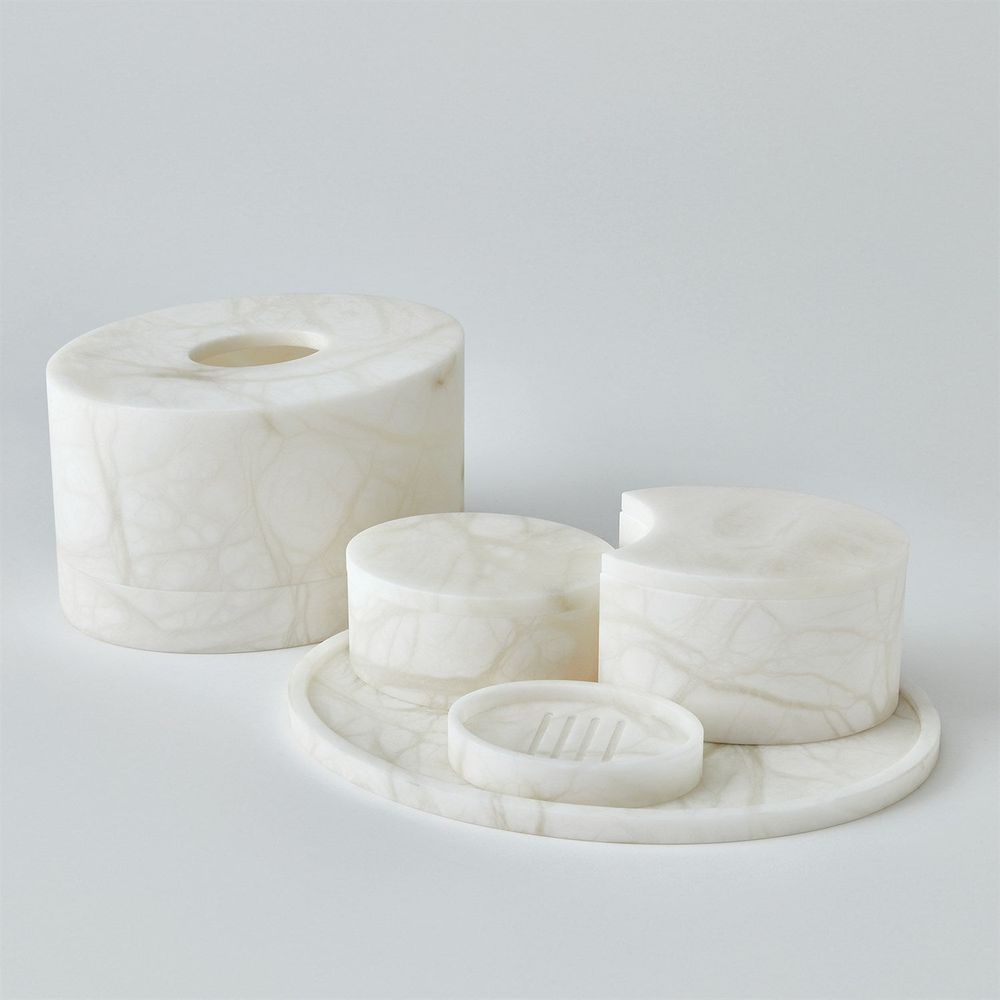 Bathroom Accessories & Decor Alabaster Oval Box