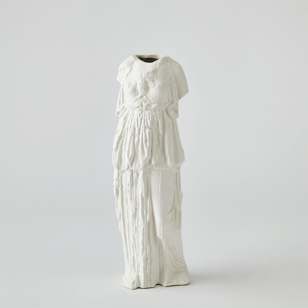 Greco Vase-Matte White-Lg