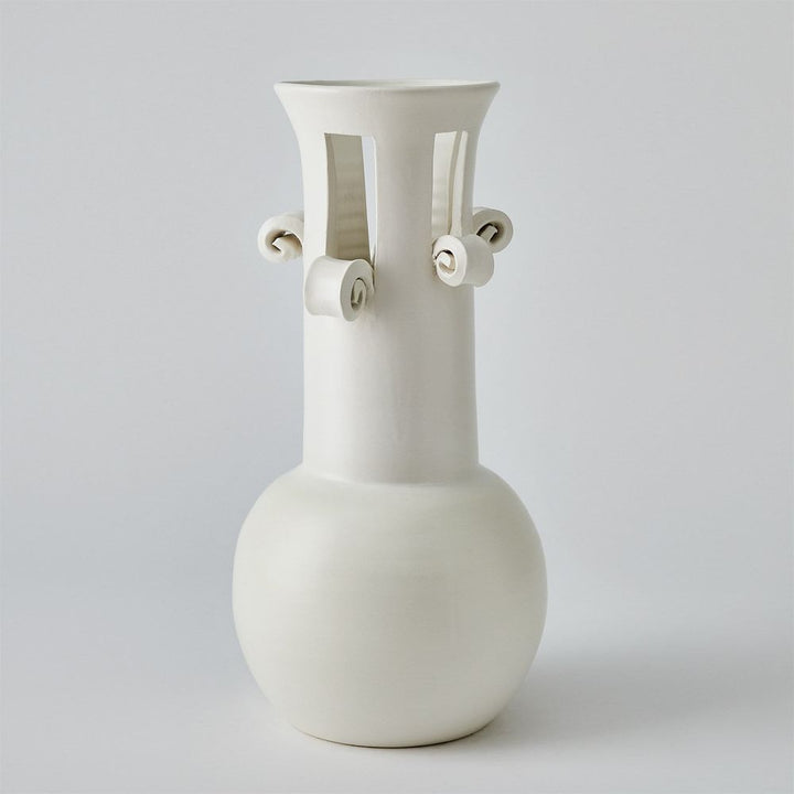 Vases Spiral Handle Vase-Matte White-Lg