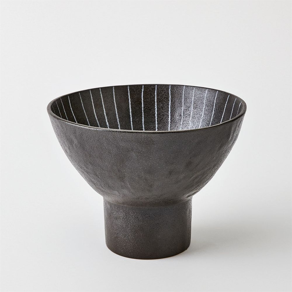 Bowls Cinder Footed Bowl-Striped-Lg