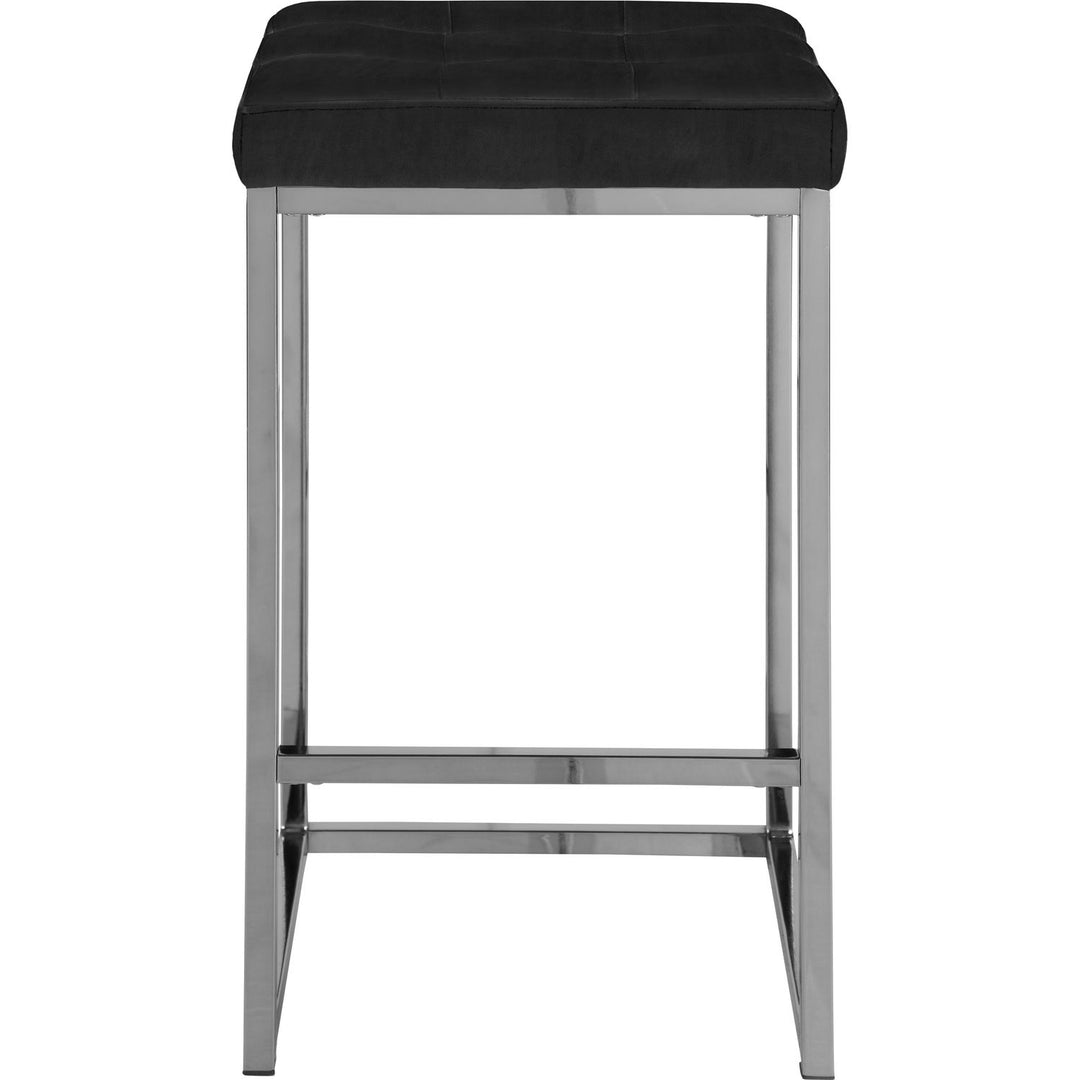 Nicola Velvet Upholstered Counter Stool — Black / Silver