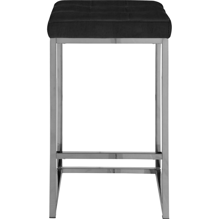 Nicola Velvet Upholstered Counter Stool — Black / Silver