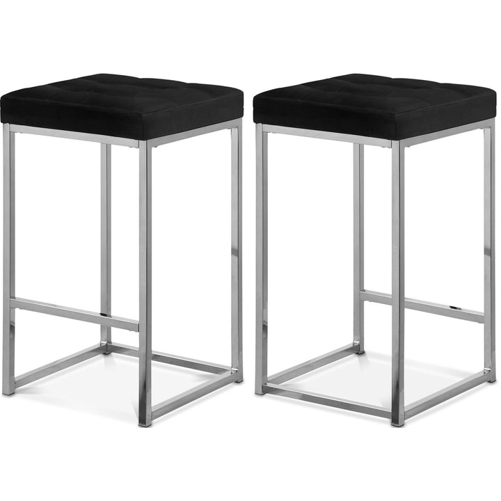 Nicola Black Velvet Upholstered Counter Stool
