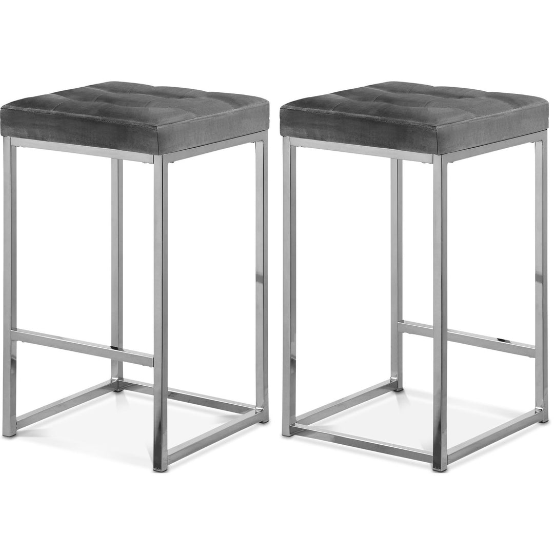 Nicola Grey Velvet Upholstered Counter Stool