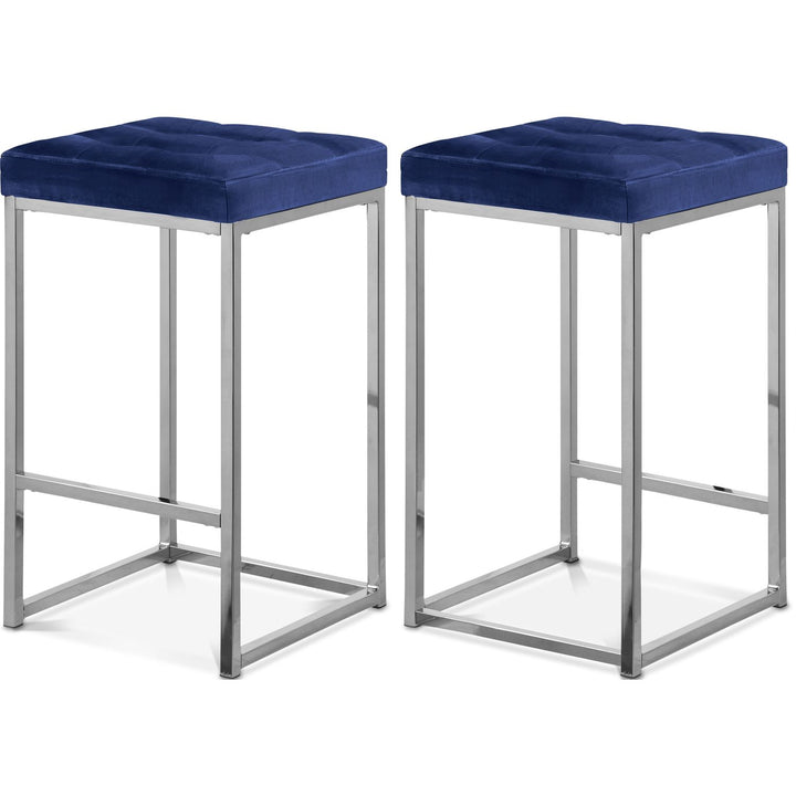Nicola Navy Velvet Upholstered Counter Stool