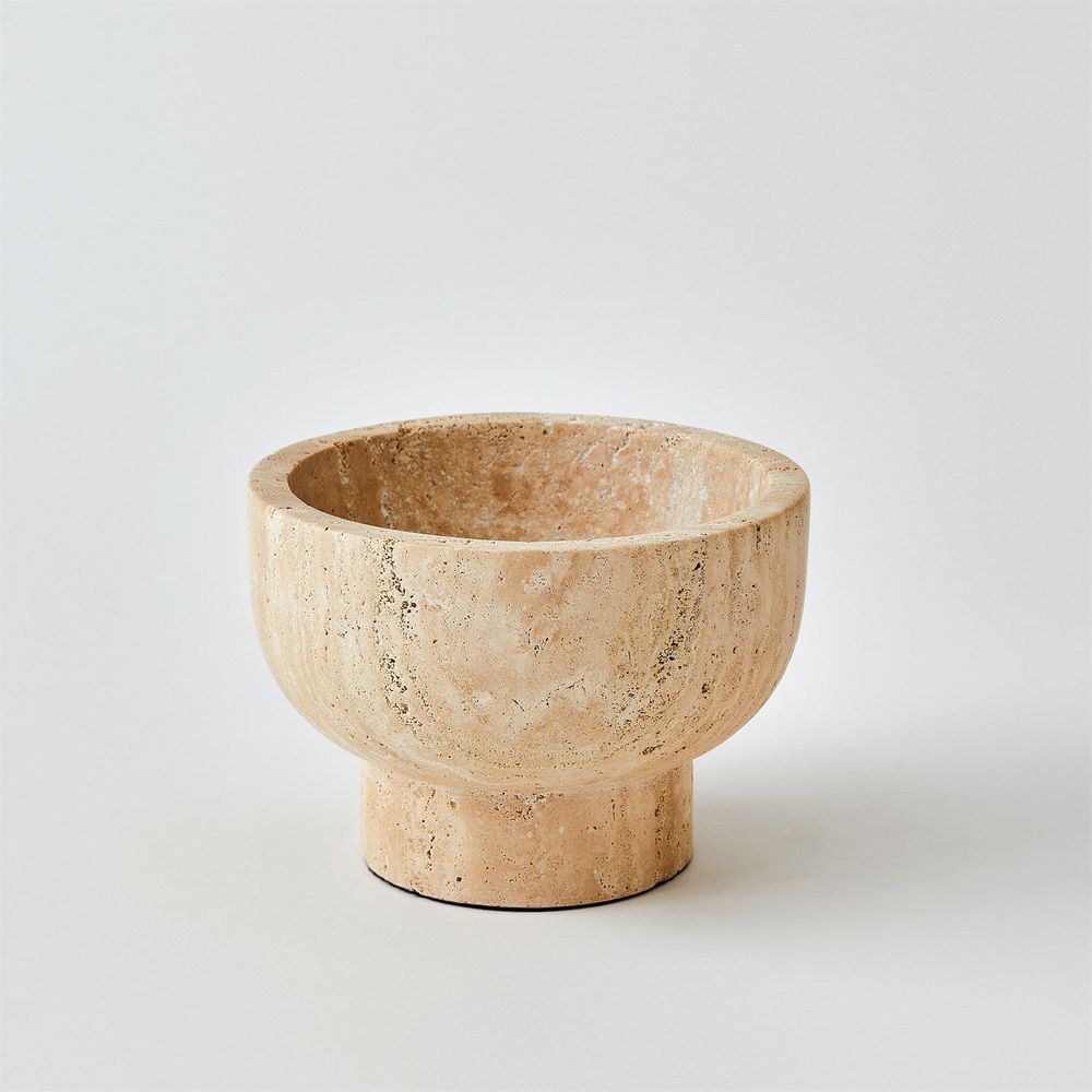 Priory Low Bowl-Travertine