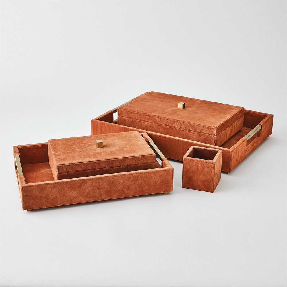Posh Pencil Cup - Rust Suede
