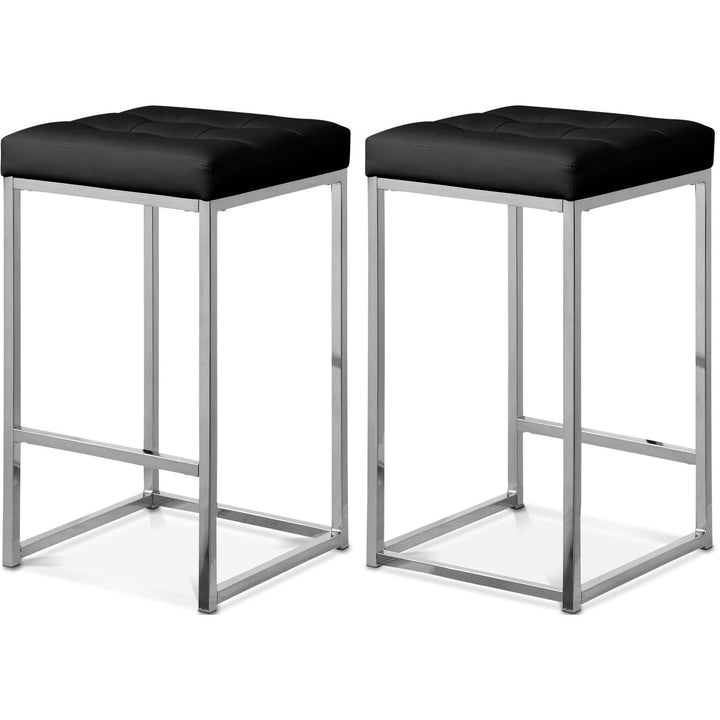 Nicola Black Vegan Leather Upholstered Counter Stool