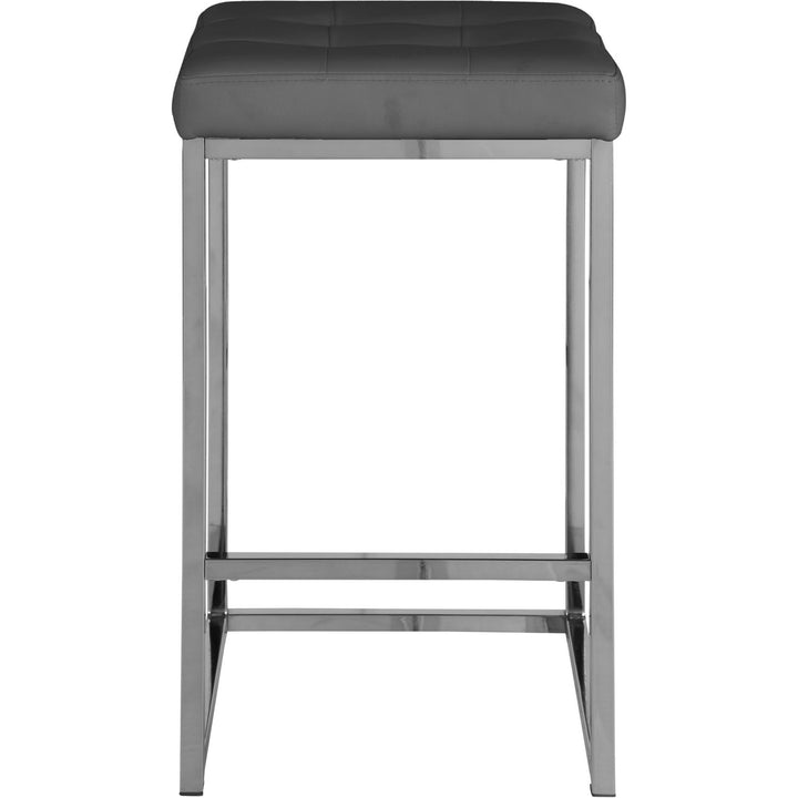 Nicola Vegan Leather Upholstered Counter Stool — Grey / Silver