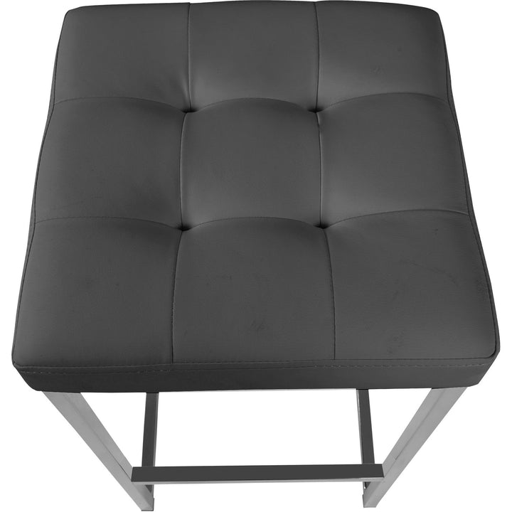 Nicola Vegan Leather Upholstered Counter Stool — Grey / Silver