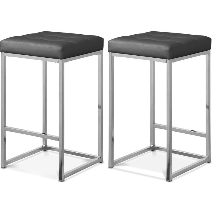 Nicola Grey Vegan Leather Upholstered Counter Stool