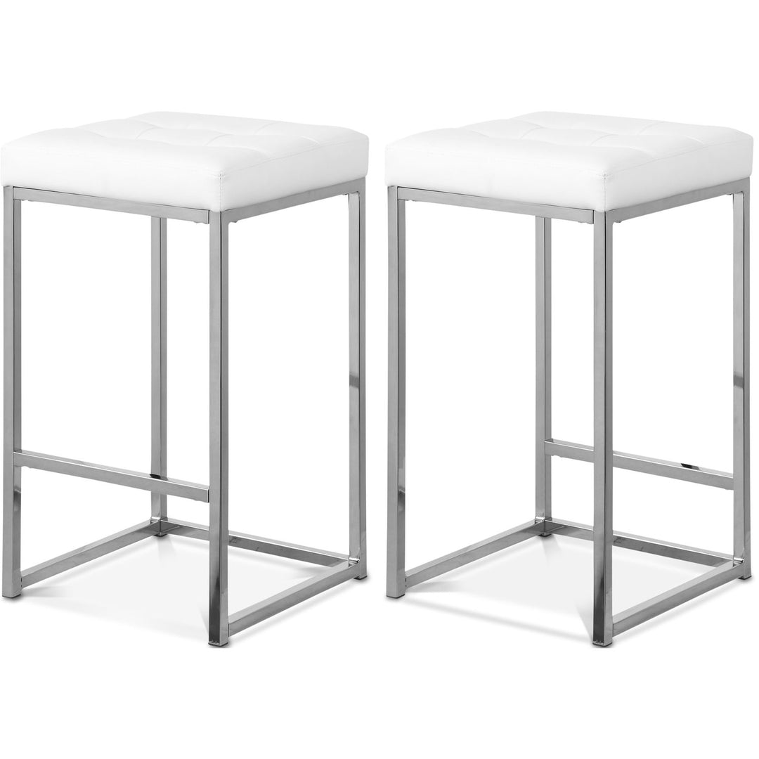 Nicola White Vegan Leather Upholstered Counter Stool