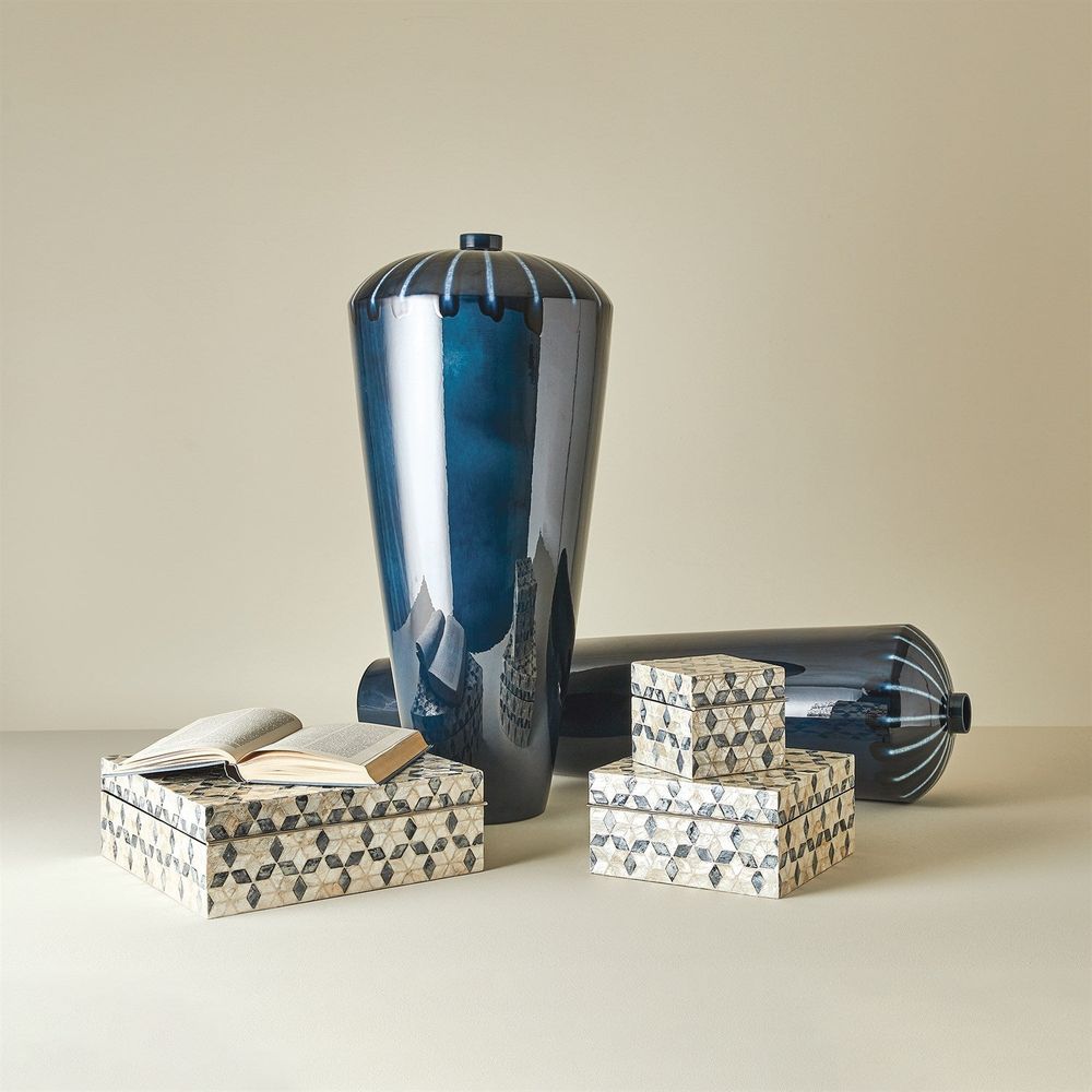Domed Vase-Reactive Blue-Wide