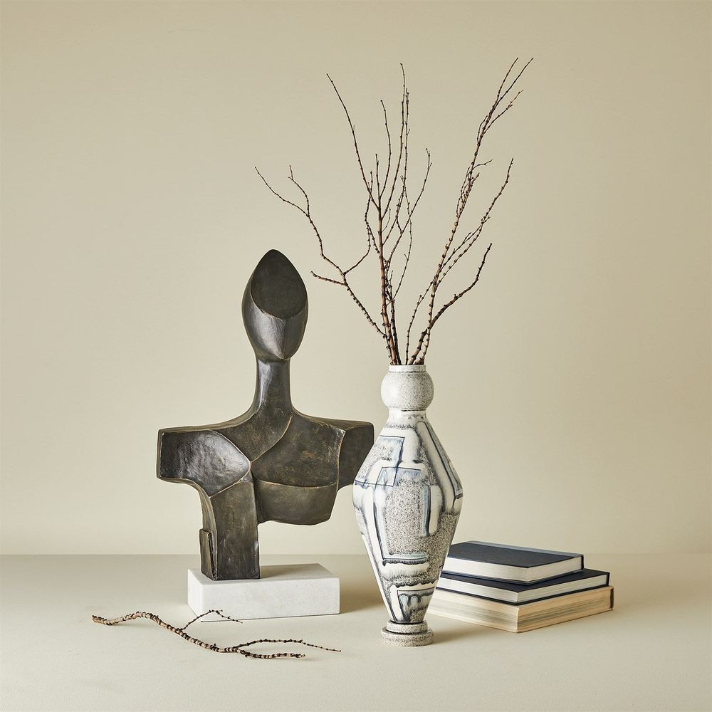Vases Spindle Vase-Grey/Blue Painted-Med