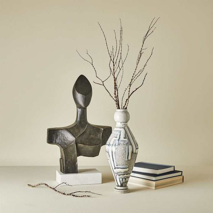 Vases Spindle Vase-Grey/Blue Painted-Med