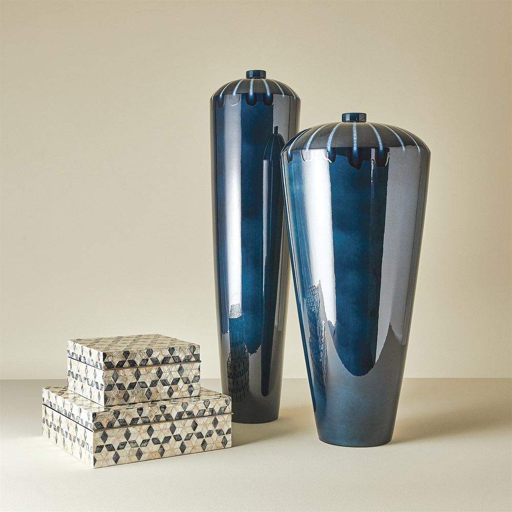 Domed Vase-Reactive Blue-Wide