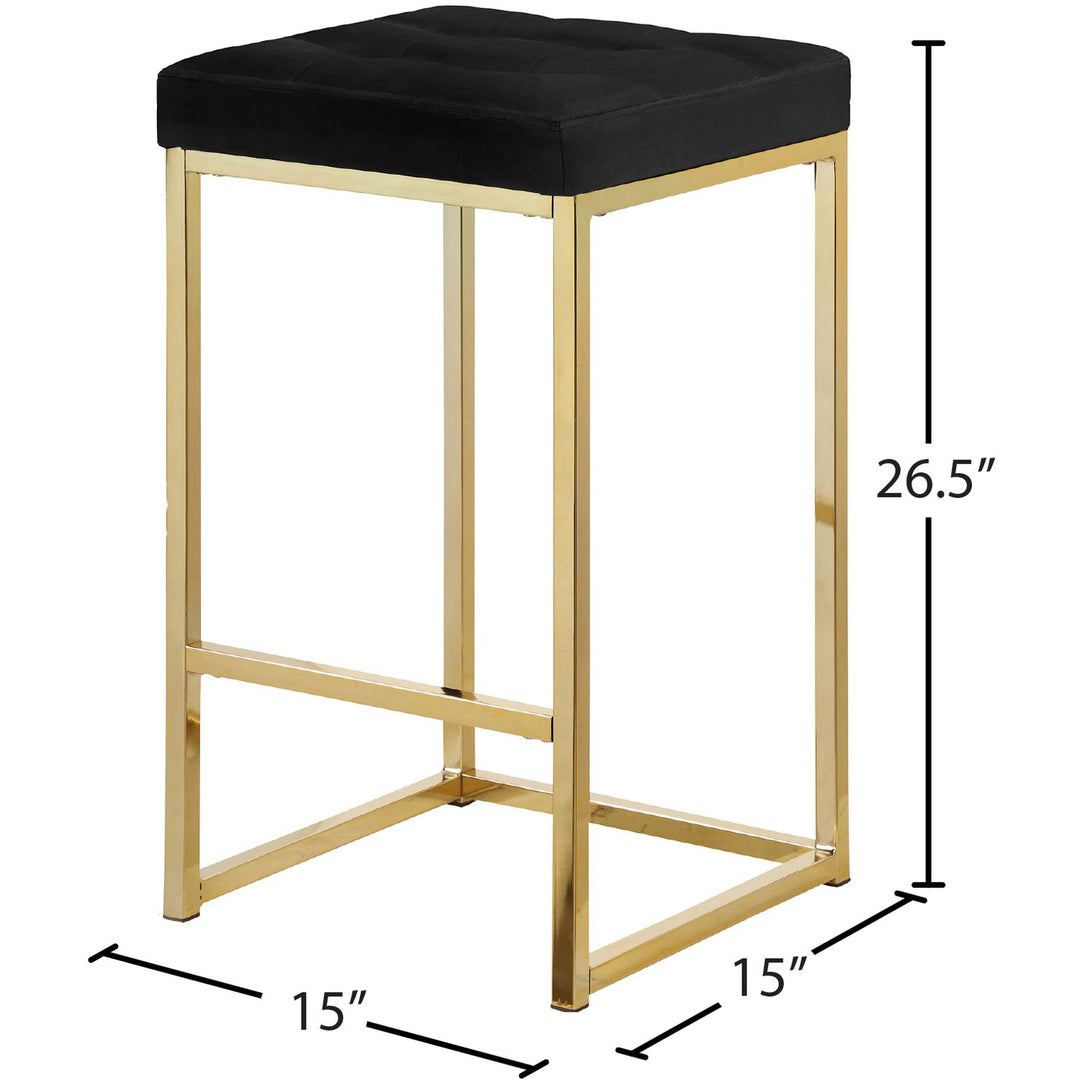 Nicola Velvet Upholstered Counter Stool — Black / Gold