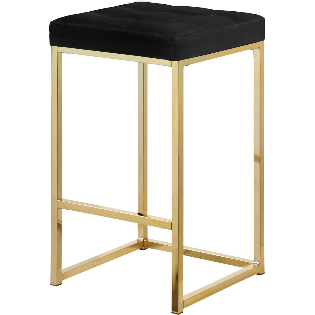 Nicola Velvet Upholstered Counter Stool — Black / Gold