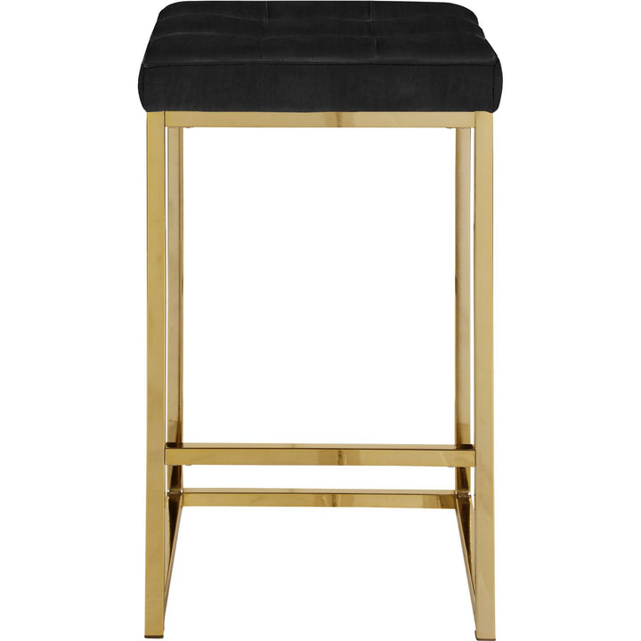 Nicola Velvet Upholstered Counter Stool — Black / Gold