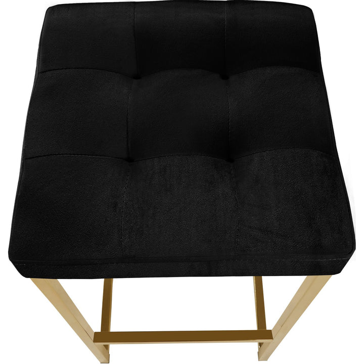 Nicola Velvet Upholstered Counter Stool — Black / Gold