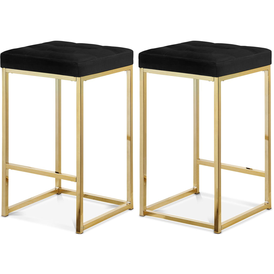 Nicola Black Velvet Upholstered Counter Stool