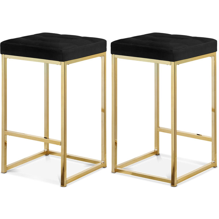 Nicola Black Velvet Upholstered Counter Stool