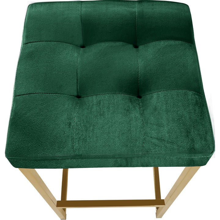 Nicola Velvet Upholstered Counter Stool — Green / Gold