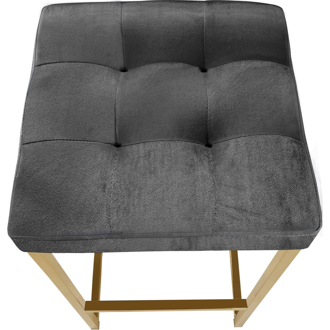 Nicola Velvet Upholstered Counter Stool — Grey / Gold