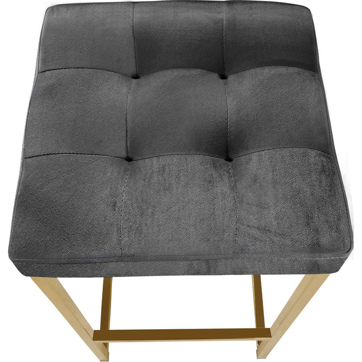Nicola Velvet Upholstered Counter Stool — Grey / Gold