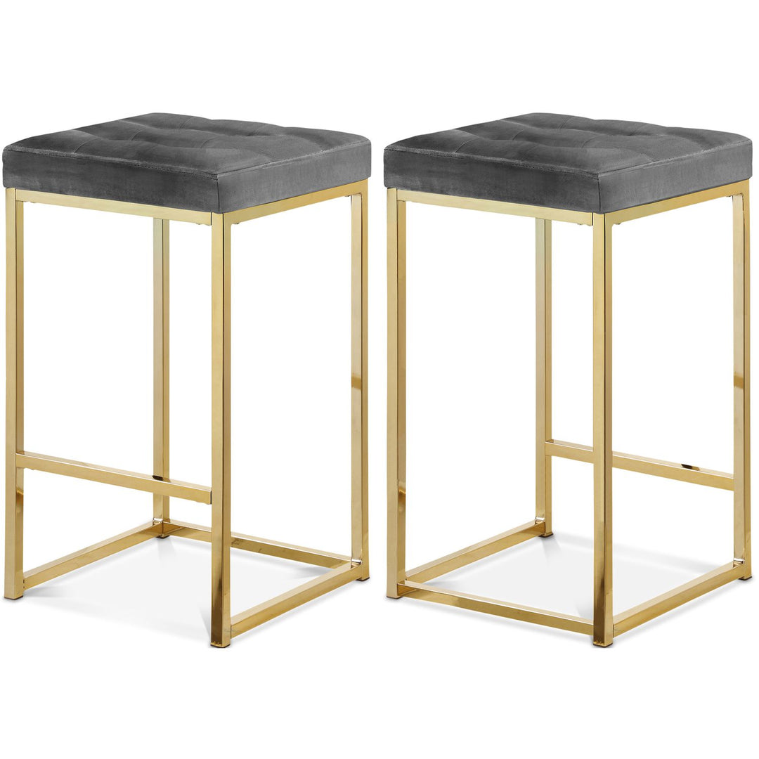 Nicola Grey Velvet Upholstered Counter Stool