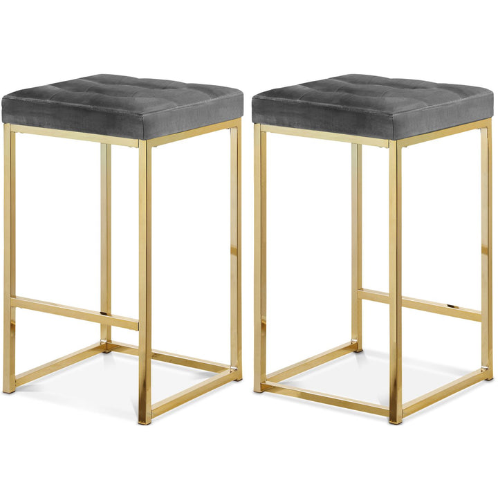 Nicola Grey Velvet Upholstered Counter Stool
