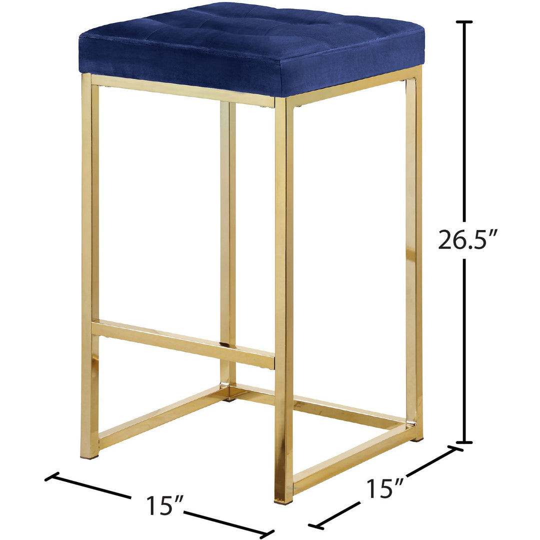 Nicola Velvet Upholstered Counter Stool — Navy / Gold